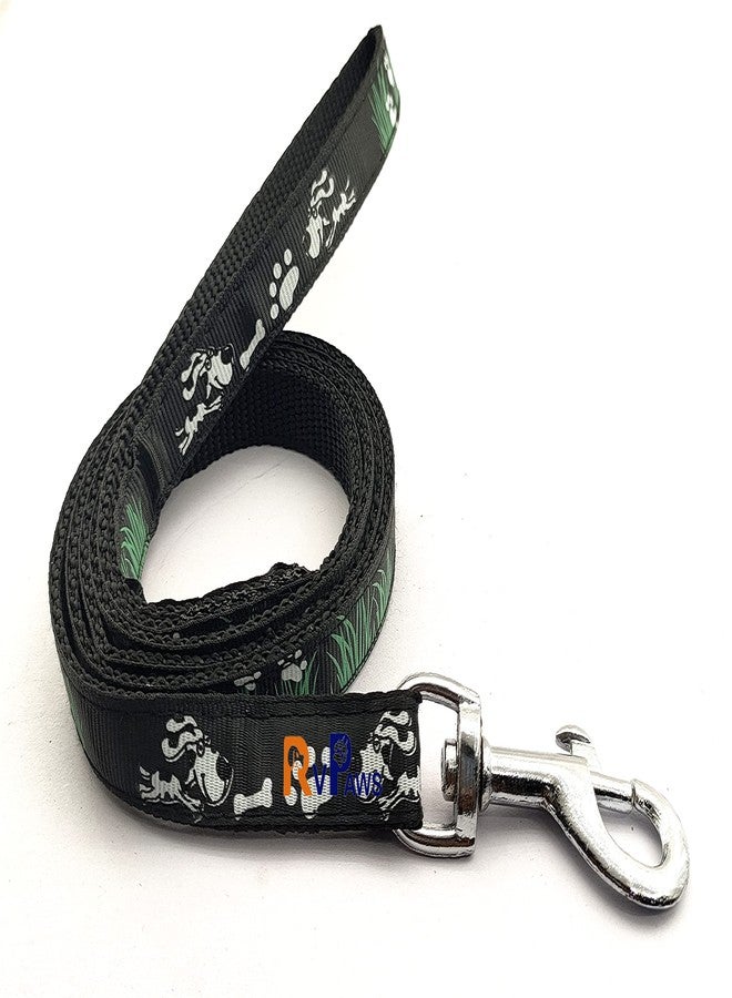 Pups&Pets Dog Printed Collar and Leash Set 15 MM- Adjustable Nylon Collar with Bell for Small and Medium Dogs, Collar and Leash Set for Puppies, Dog & Cat (Black) - Image 3
